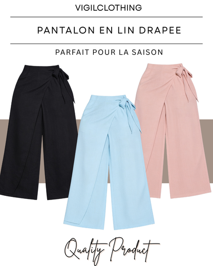 Pantalon En Lin Drapee