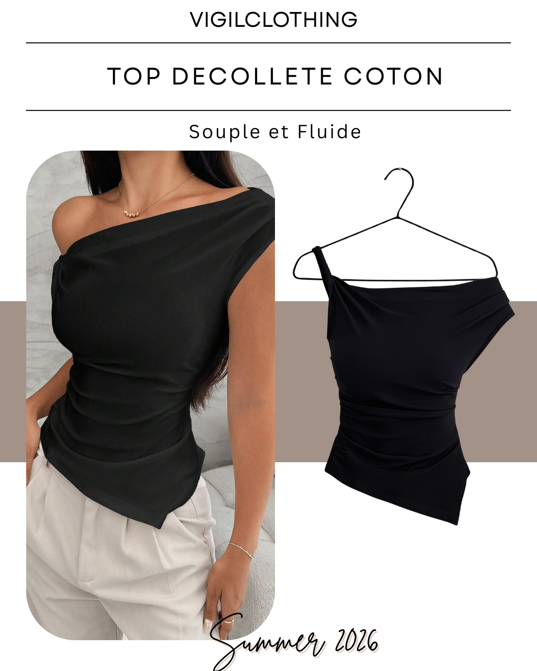 TOP DECOLETE COTON
