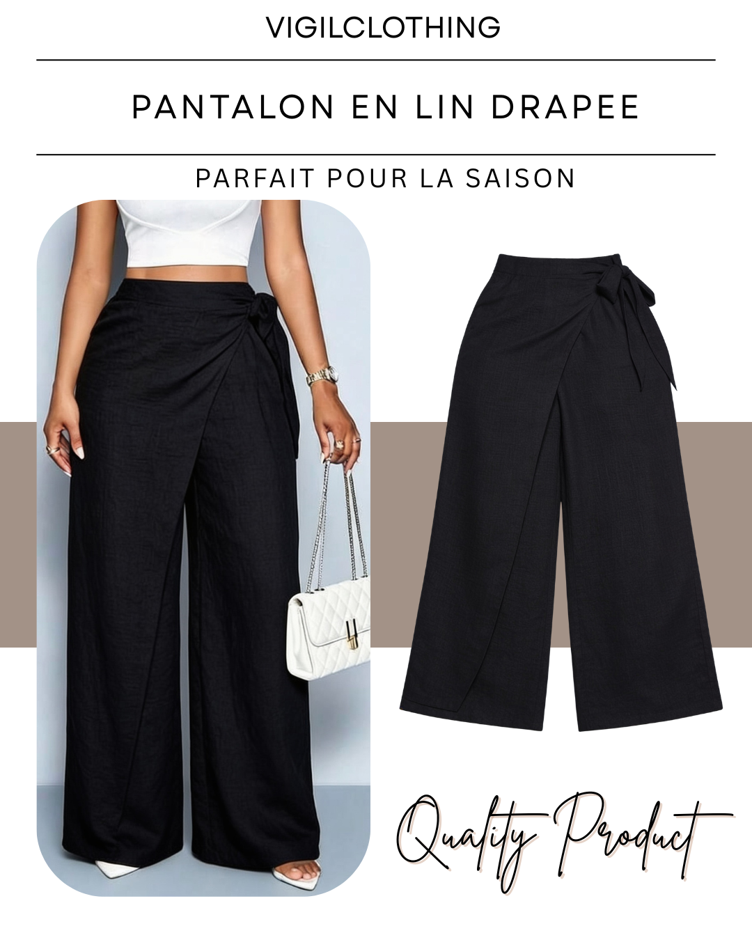 Pantalon En Lin Drapee