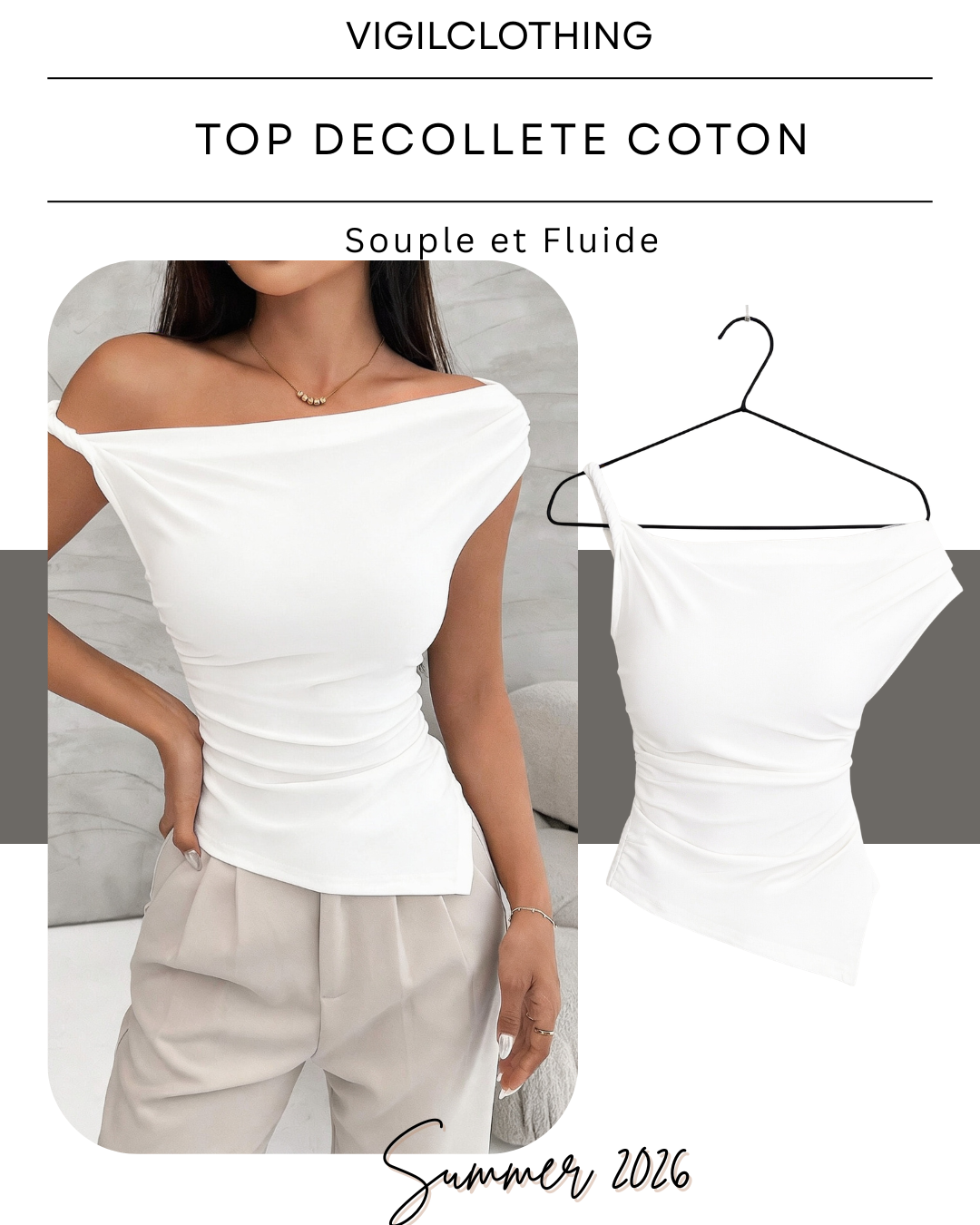 TOP DECOLETE COTON