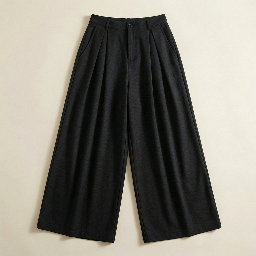 Pantalon Barrel Fit a Plis NOIR