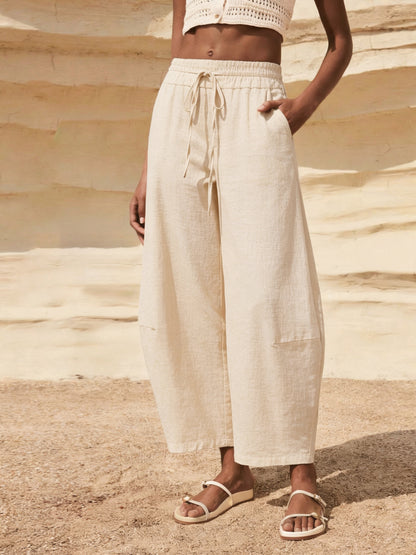 Pantalon En Lin Coupe Ballon