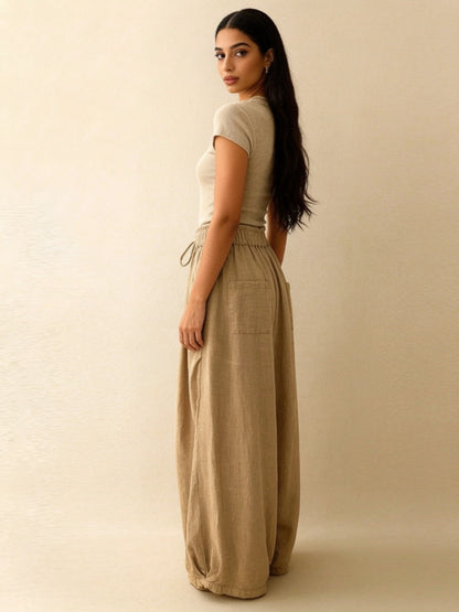 Pantalon En Lin Oversize Coupe Ballon