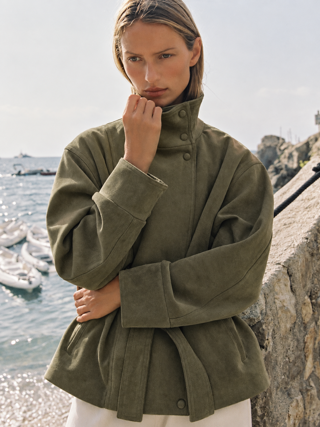 Veste Suédine Ceinturée