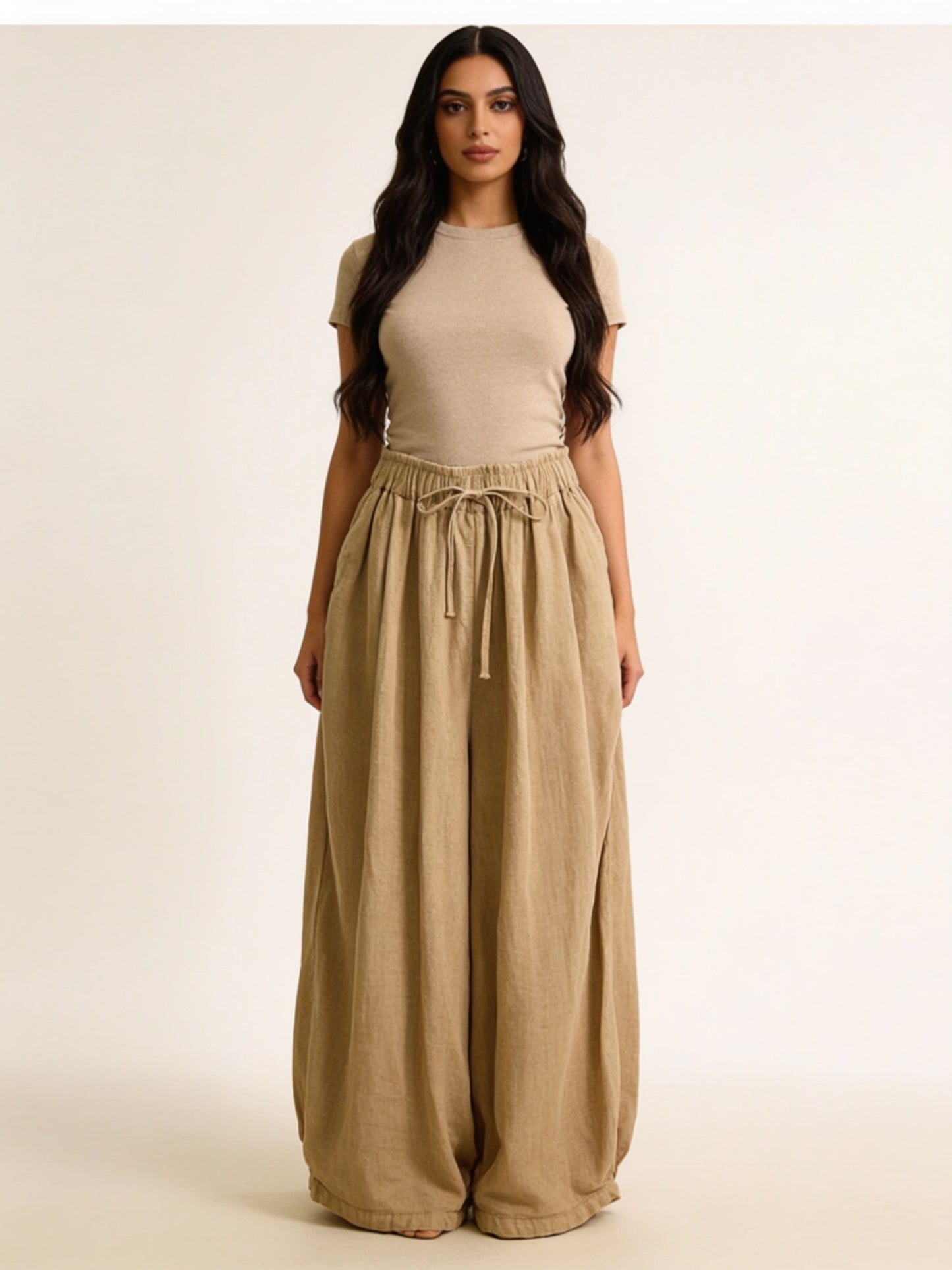 Pantalon En Lin Oversize Coupe Ballon