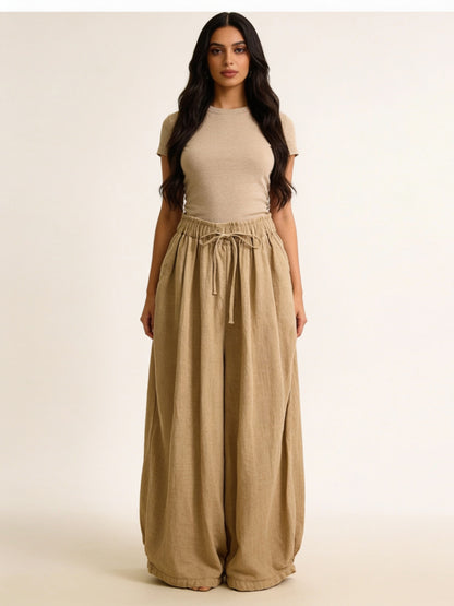 Pantalon En Lin Oversize Coupe Ballon