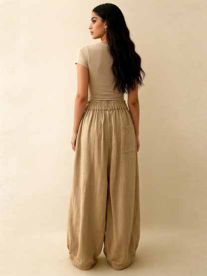 Pantalon En Lin Oversize Coupe Ballon