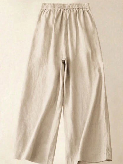 Pantalon Large en Lin à Boutons